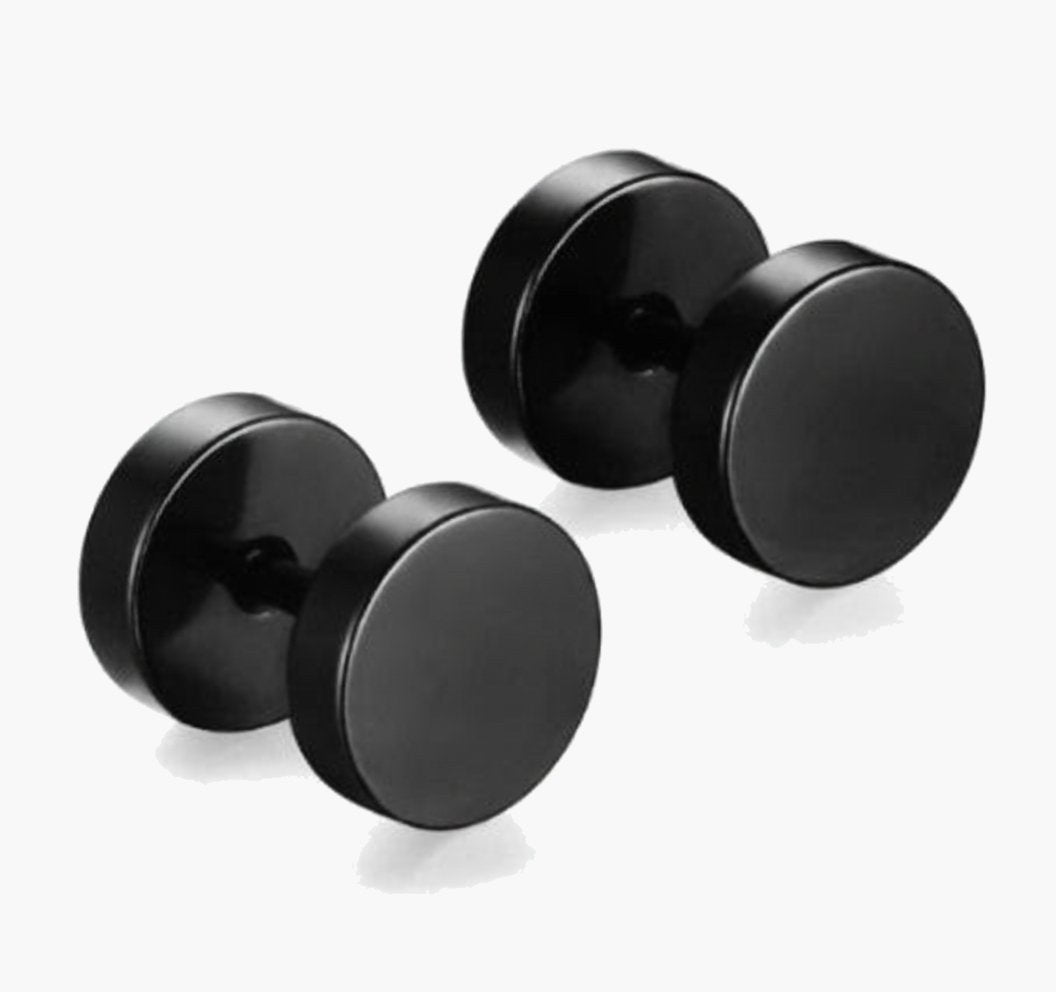 Barbell Stud Earrings in silver finish view 5