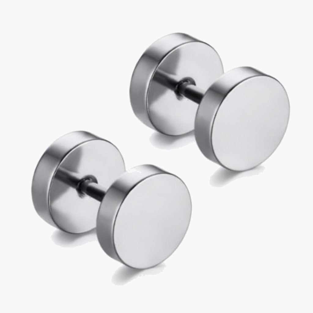 Barbell Stud Earrings in silver finish view 3