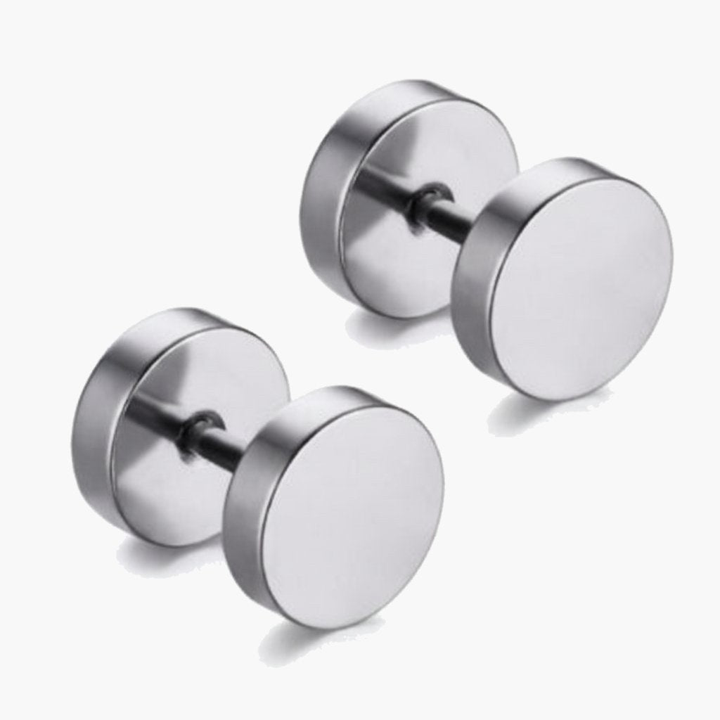 Barbell Stud Earrings in silver finish view 7