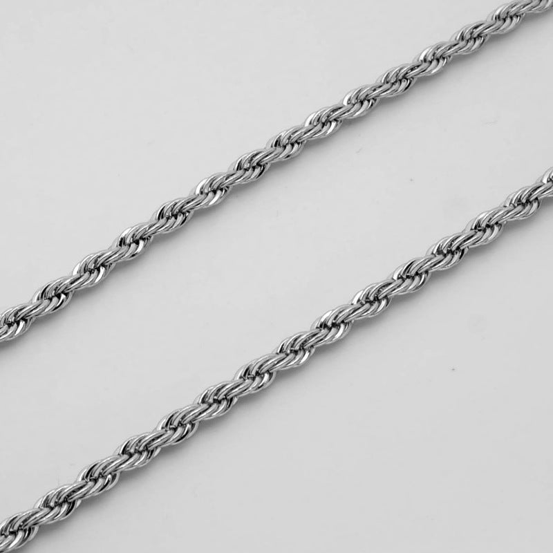 2-4mm Titanium Steel Rope Chain on black background view 2