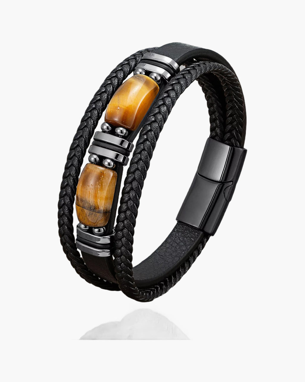 The Multi-Strand Leather and Tiger Eye Bracelet