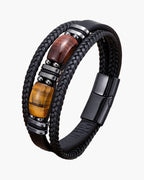 The Multi-Strand Leather and Tiger Eye Bracelet, Red & Brown