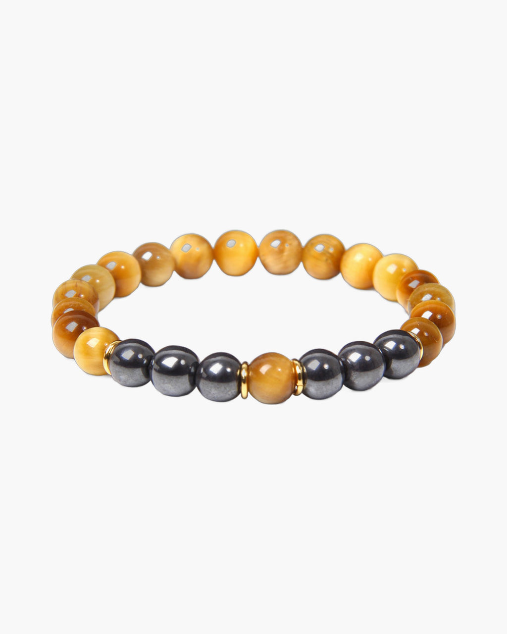 The Tiger Eye and Black Stone Bead Bracelet, Honey