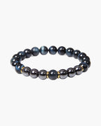 The Tiger Eye and Black Stone Bead Bracelet, Midnight Blue