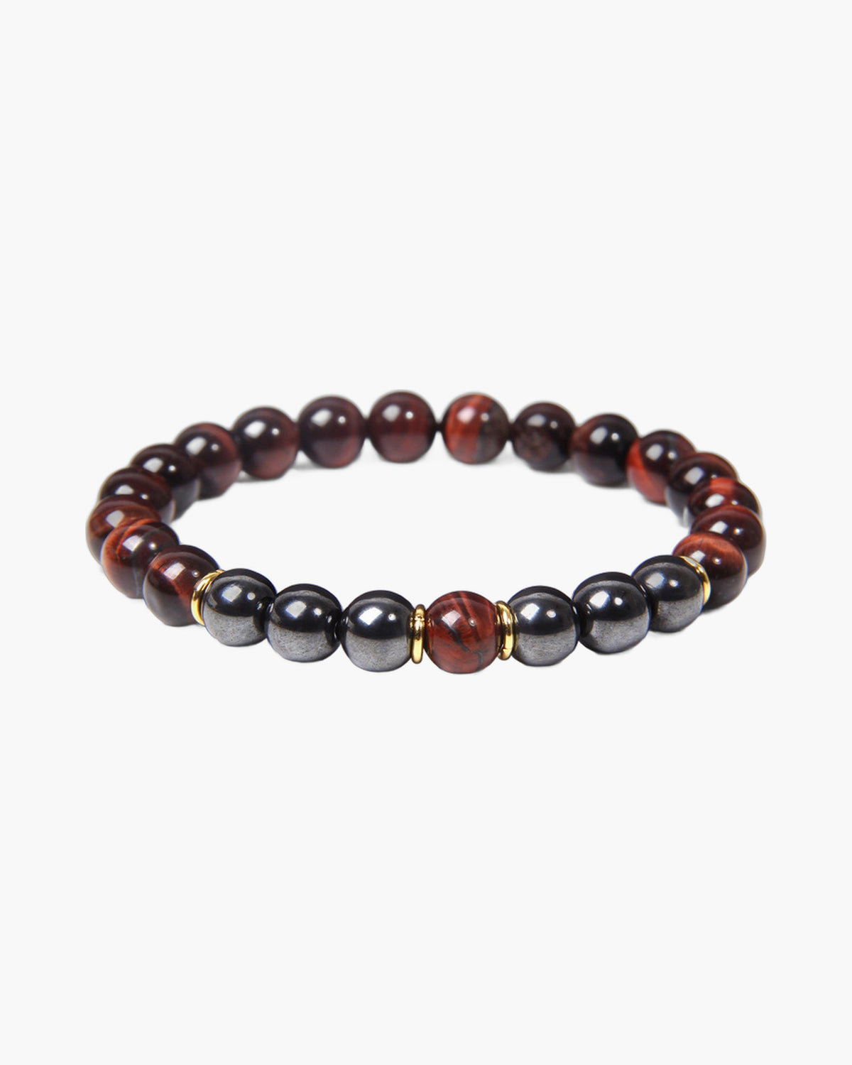 The Tiger Eye and Black Stone Bead Bracelet, Red