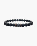The Black Bead Bracelet with Lapis or Grey Stone, Lava - Grey Stone