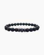 The Black Bead Bracelet with Lapis or Grey Stone, Lava - Grey Stone