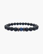 The Black Bead Bracelet with Lapis or Grey Stone, Lava - Lapis