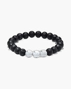 The Lava and Tiger Eye Stone Bead Bracelet, Lava & White