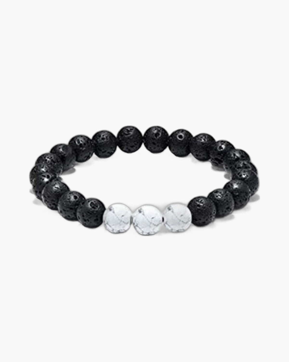 The Lava and Tiger Eye Stone Bead Bracelet, Lava & White
