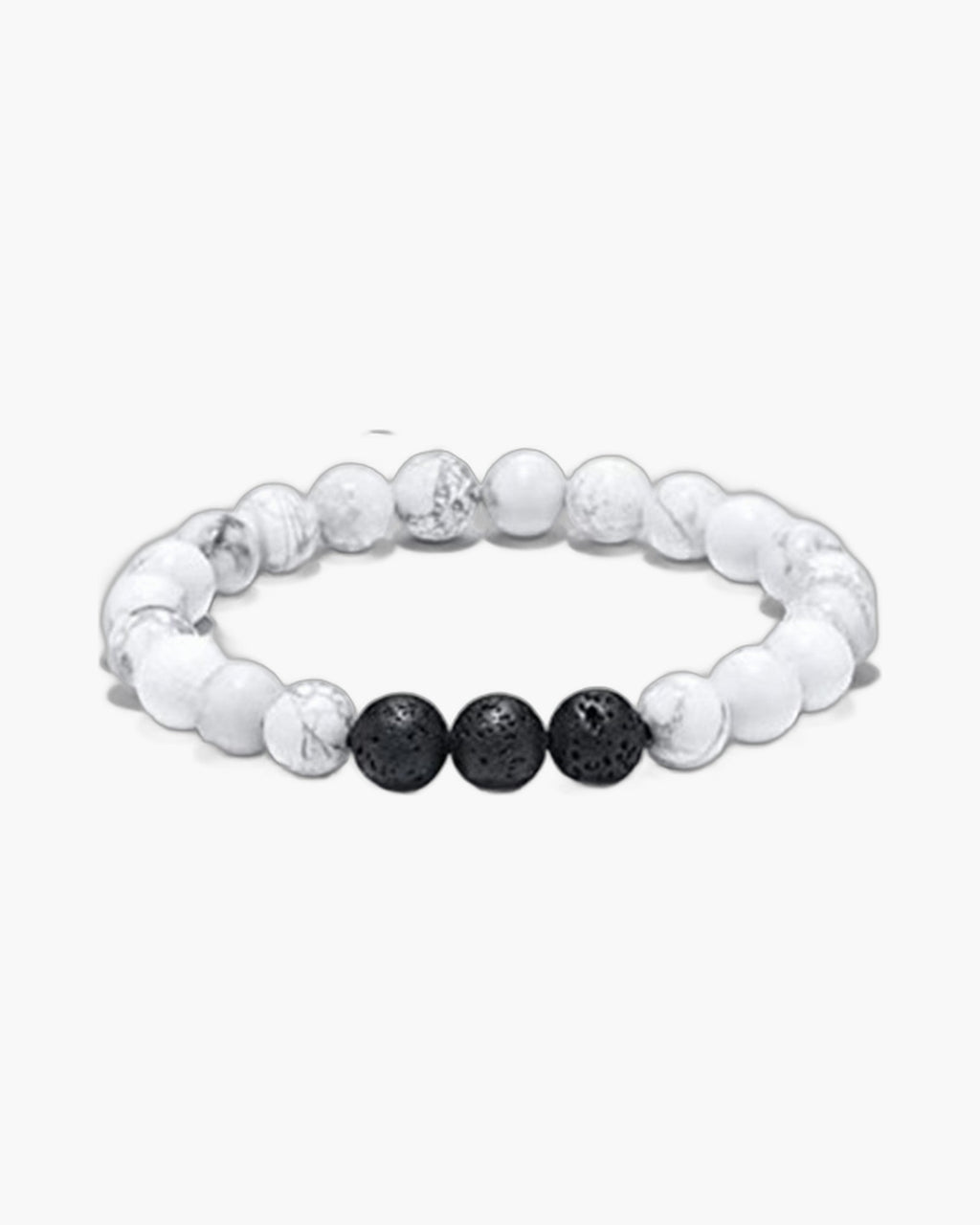 The Lava and Tiger Eye Stone Bead Bracelet, White & Lava