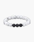 The Lava and Tiger Eye Stone Bead Bracelet, White & Lava
