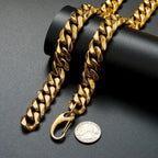 The 14mm Gold-Tone Cuban Chain in Stainless Steel, view 5
