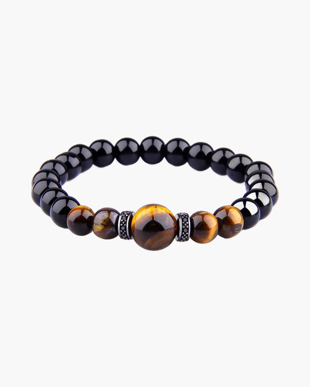 The Tiger Eye Bead Bracelet with Pave Accents