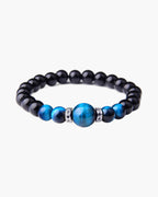 The Tiger Eye Bead Bracelet with Pave Accents, Silver
