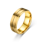 Brushed Stainless Steel Double Groove Ring gold-tone