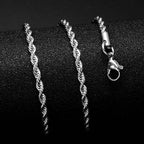Stainless Steel Rope Chain Necklace on white display view 2