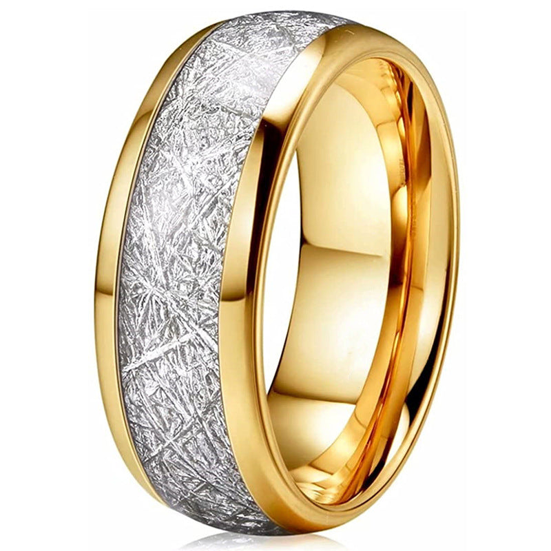 Stainless Steel Patterned Inlay Ring silver-tone finish view 4