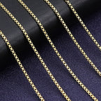 1.5mm Box Chain Necklace in silver and gold-tone finishes with lobster clasps view 3