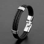 Braided Leather Magnetic Bracelet, black leather, silver hardware view 5