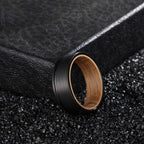 8mm Black Tungsten Carbide Wood Inlay Ring, modern, durable, men's jewelry view 4