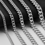 3-9mm Stainless Steel Curb Link Chain in silver, gold, and black finishes view 5