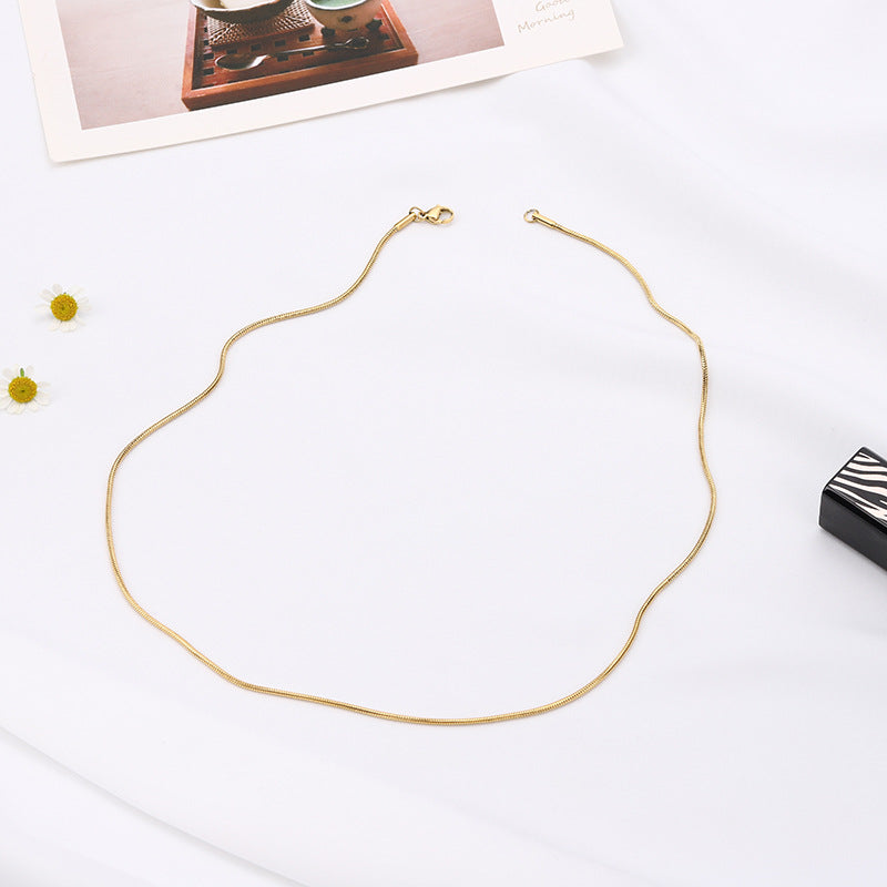 1.2mm-1.5mm Stainless Steel Snake Chain in gold, rose gold, and silver finishes view 4