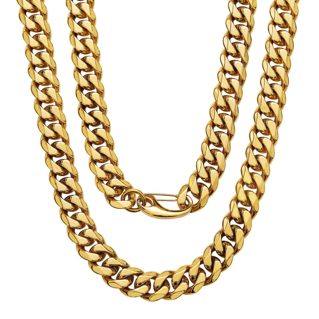 The 14mm Gold-Tone Cuban Chain in Stainless Steel, view 2