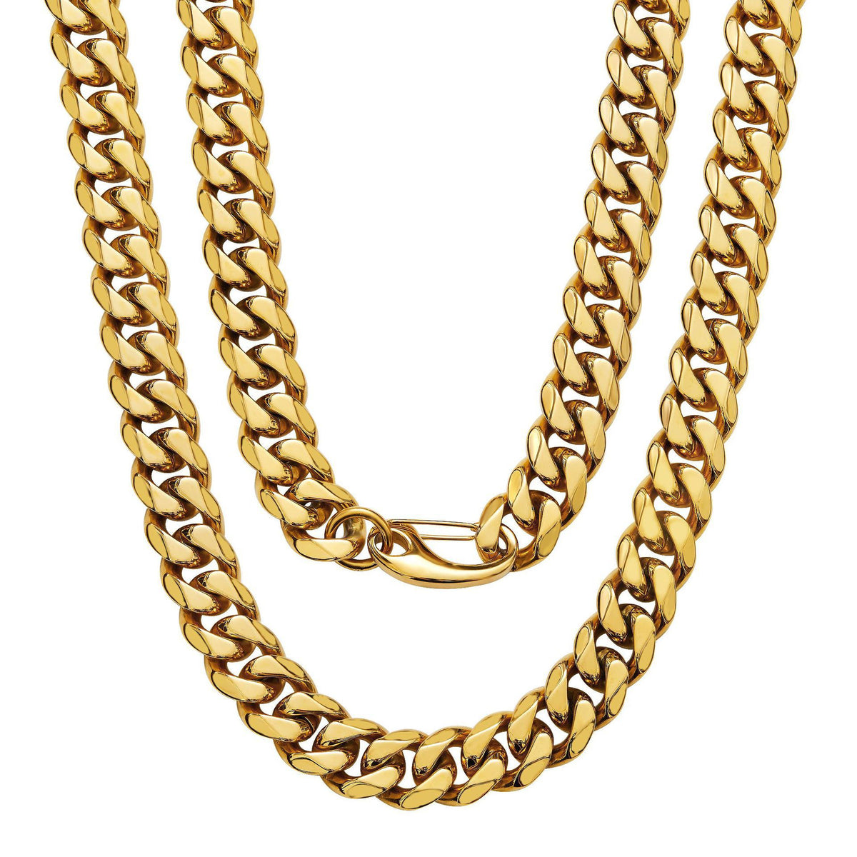 The 14mm Gold-Tone Cuban Chain in Stainless Steel, view 2