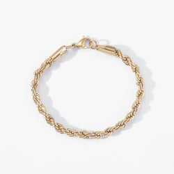 5mm Rope Chain Bracelet silver finish on white background view 5
