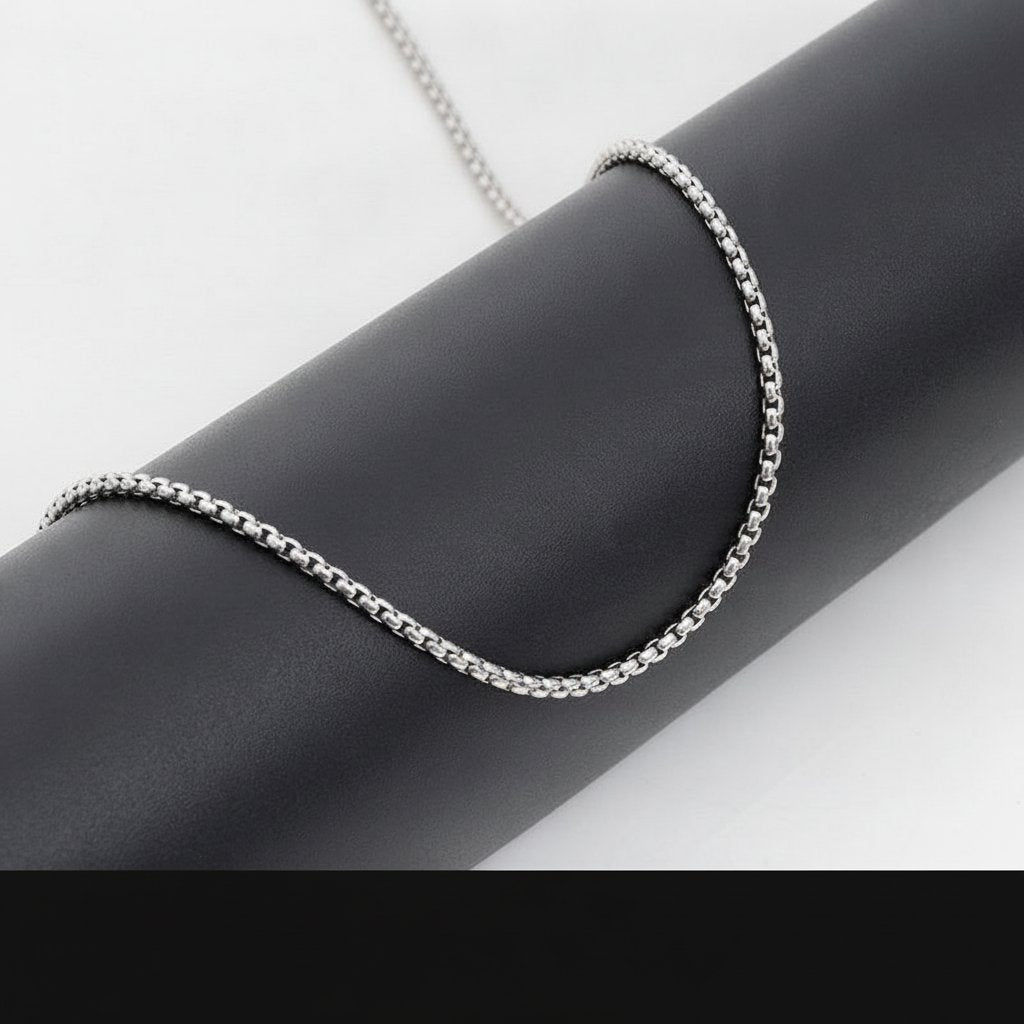 2mm-3.5mm Titanium Steel Rolo Chain Necklace silver finish