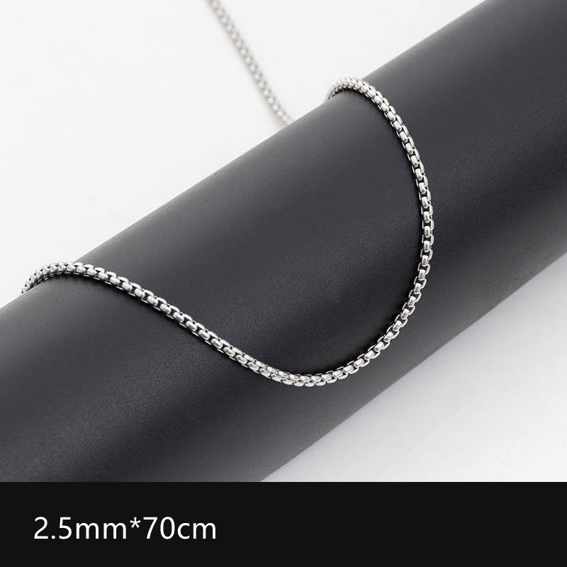 2mm-3.5mm Titanium Steel Rolo Chain Necklace silver finish