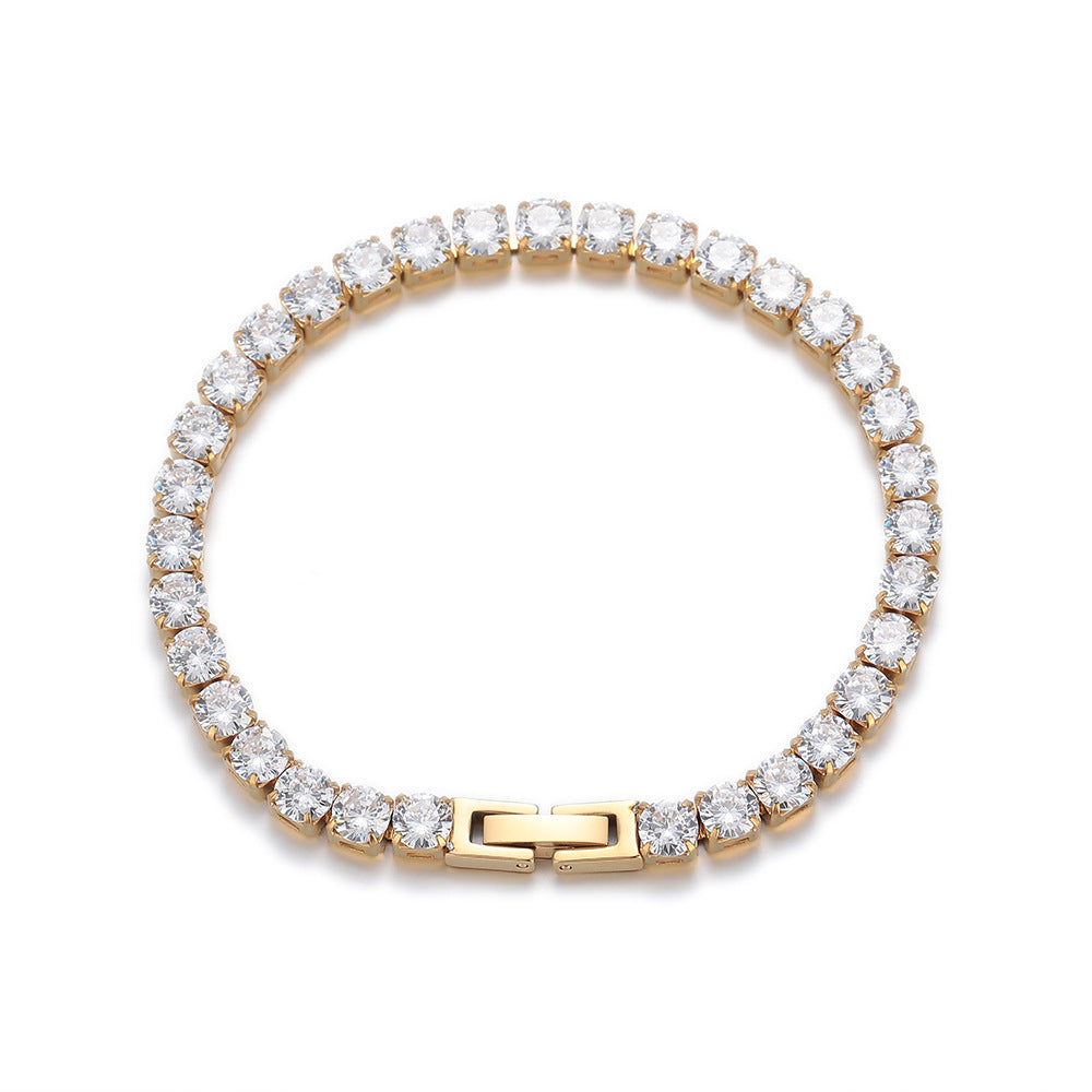 Titanium Steel Iced Tennis Bracelet with clear cubic zirconia stones view 3