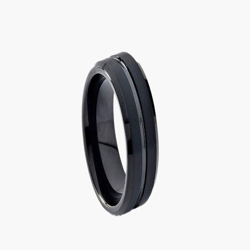 Black Tungsten Carbide Groove Band, brushed and polished view 3
