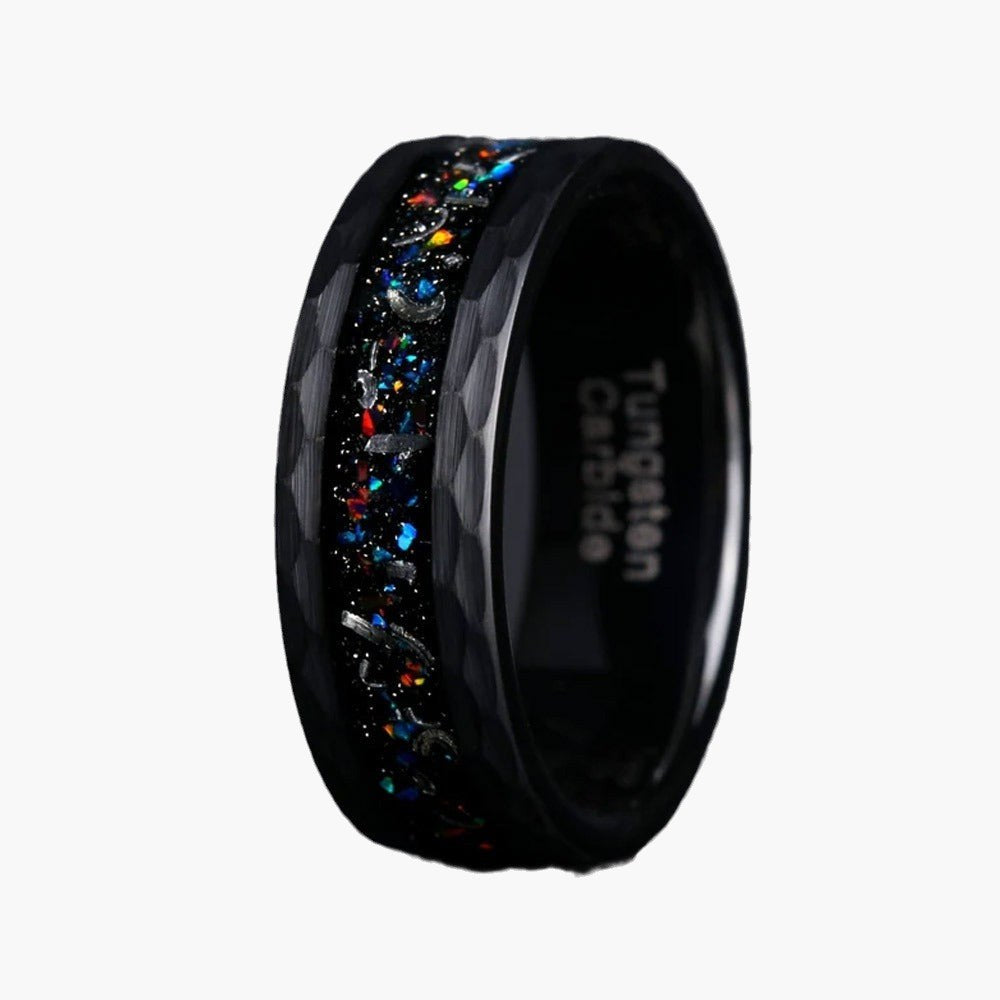 Black Tungsten Carbide Opal Inlay Ring front view view 4