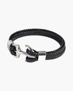 The Anchor Bracelet in Braided Leather and Steel