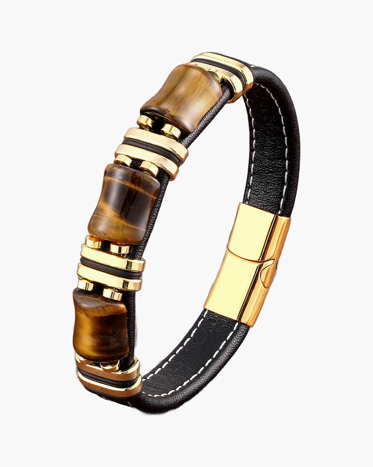 Braided Leather Gemstone Magnetic Bracelet