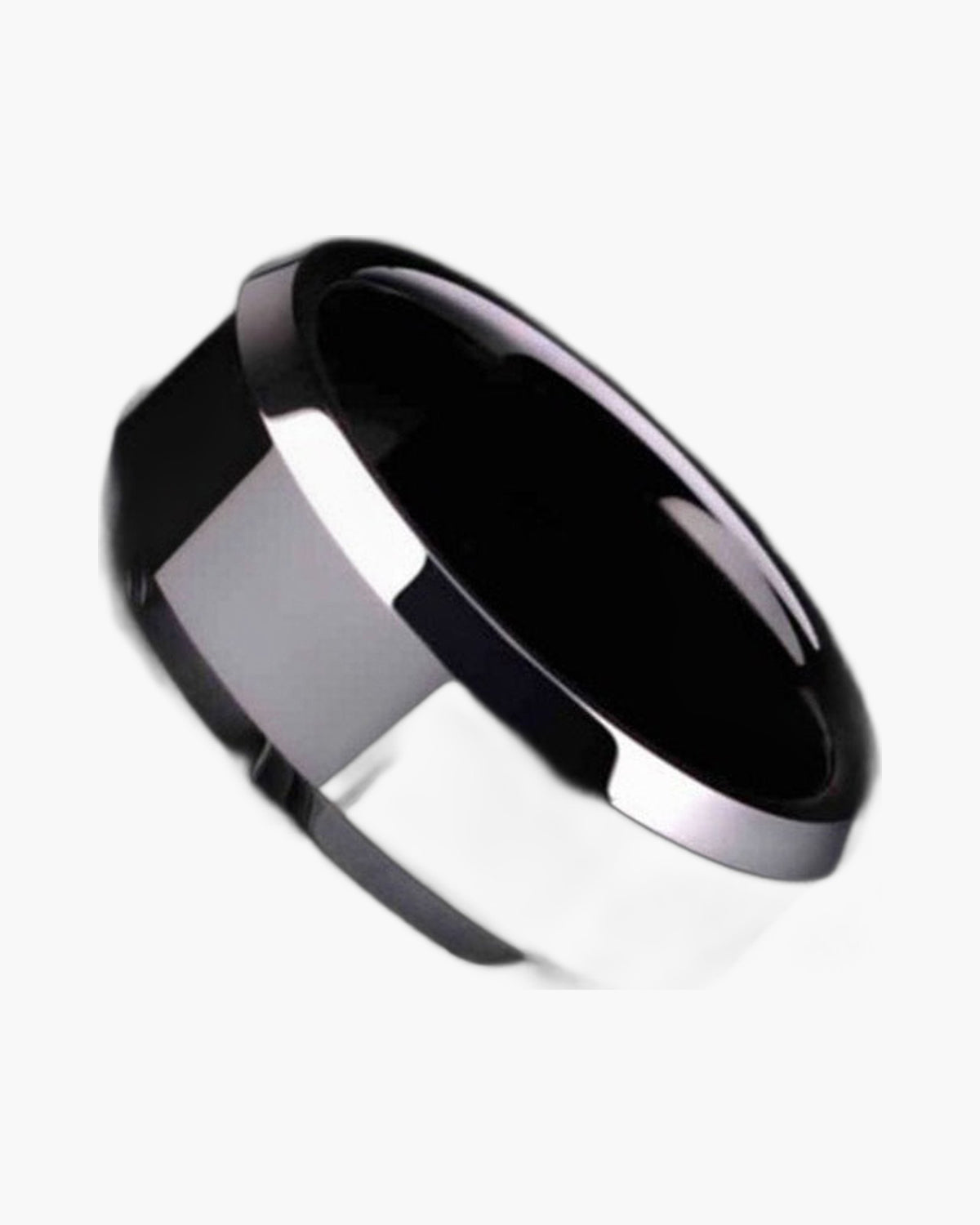 Brushed Beveled Edge Stainless Steel Band - gold, silver, black rings view 5
