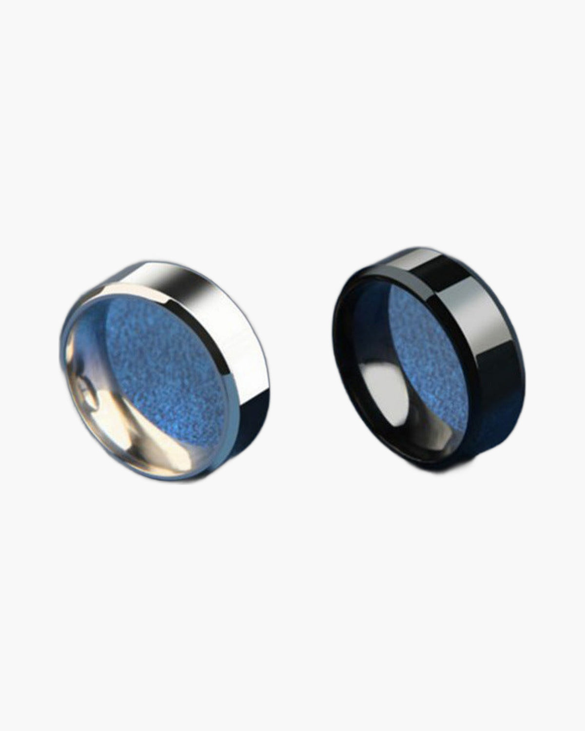 Brushed Beveled Edge Stainless Steel Band - gold, silver, black rings view 4