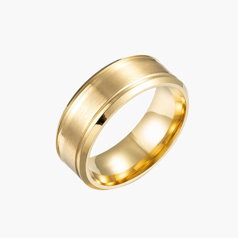 Brushed Center Beveled Stainless Steel Ring in black view 3