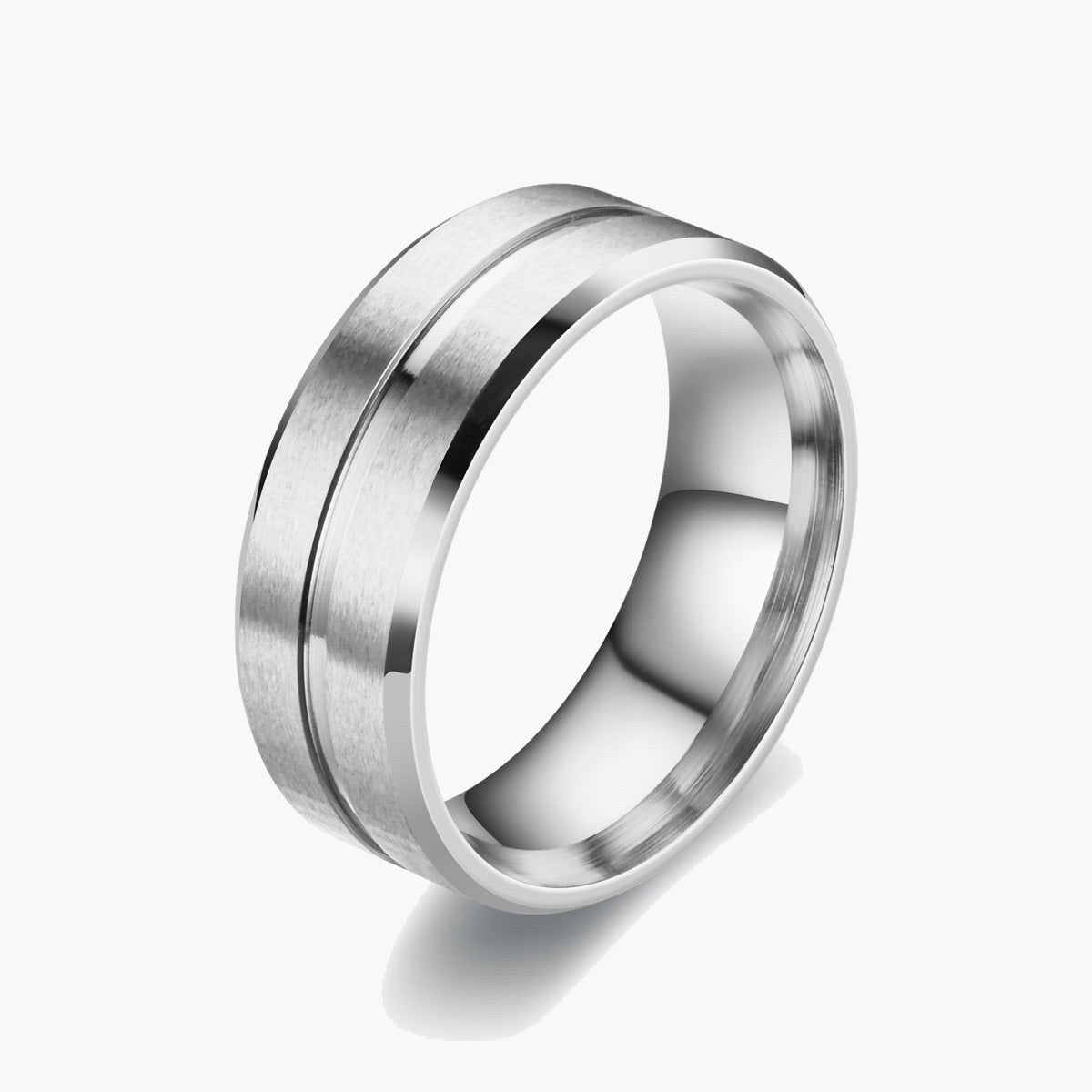 Brushed Groove Stainless Steel Band in silver finish