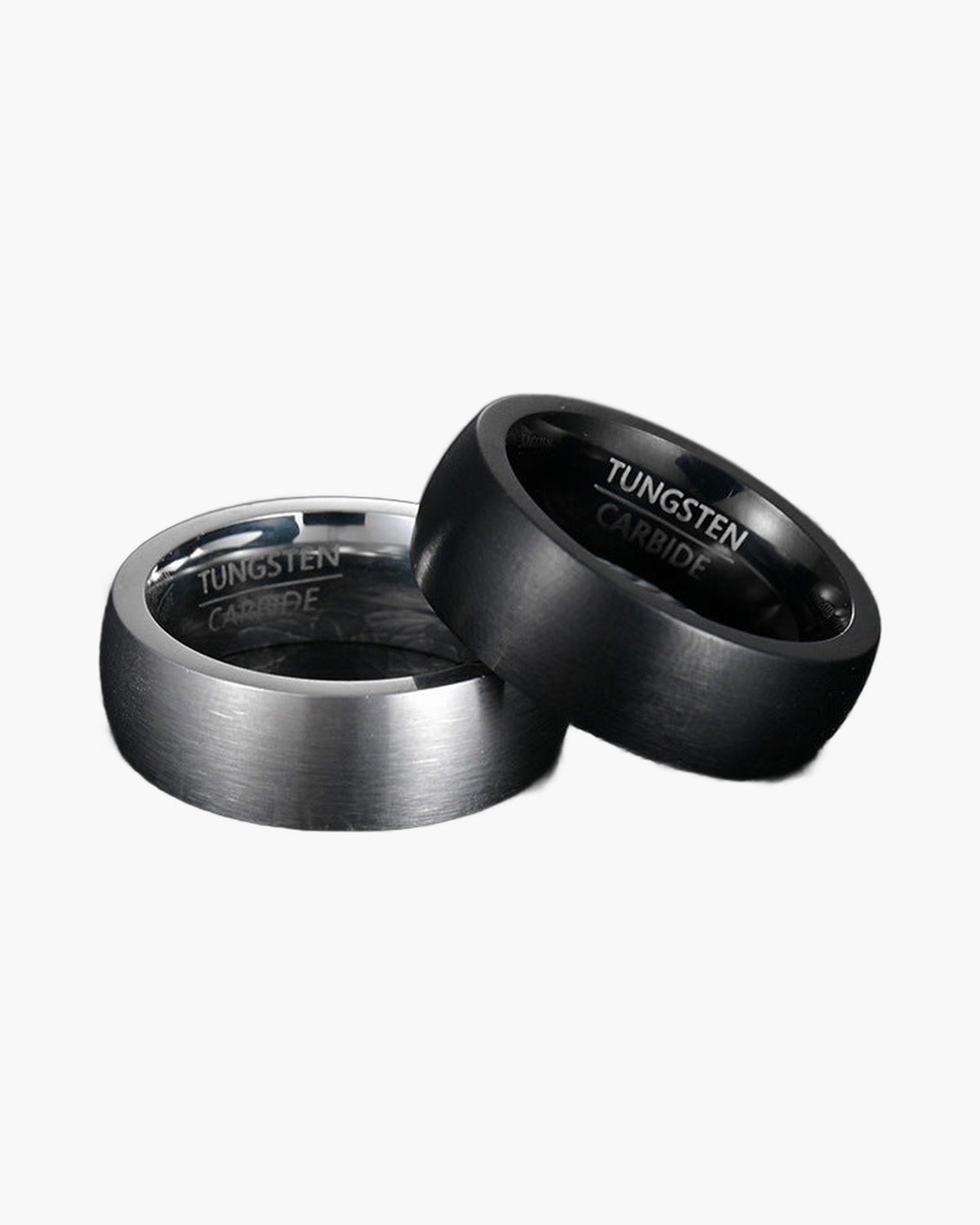 Brushed Matte Tungsten Carbide Ring black and silver view 3
