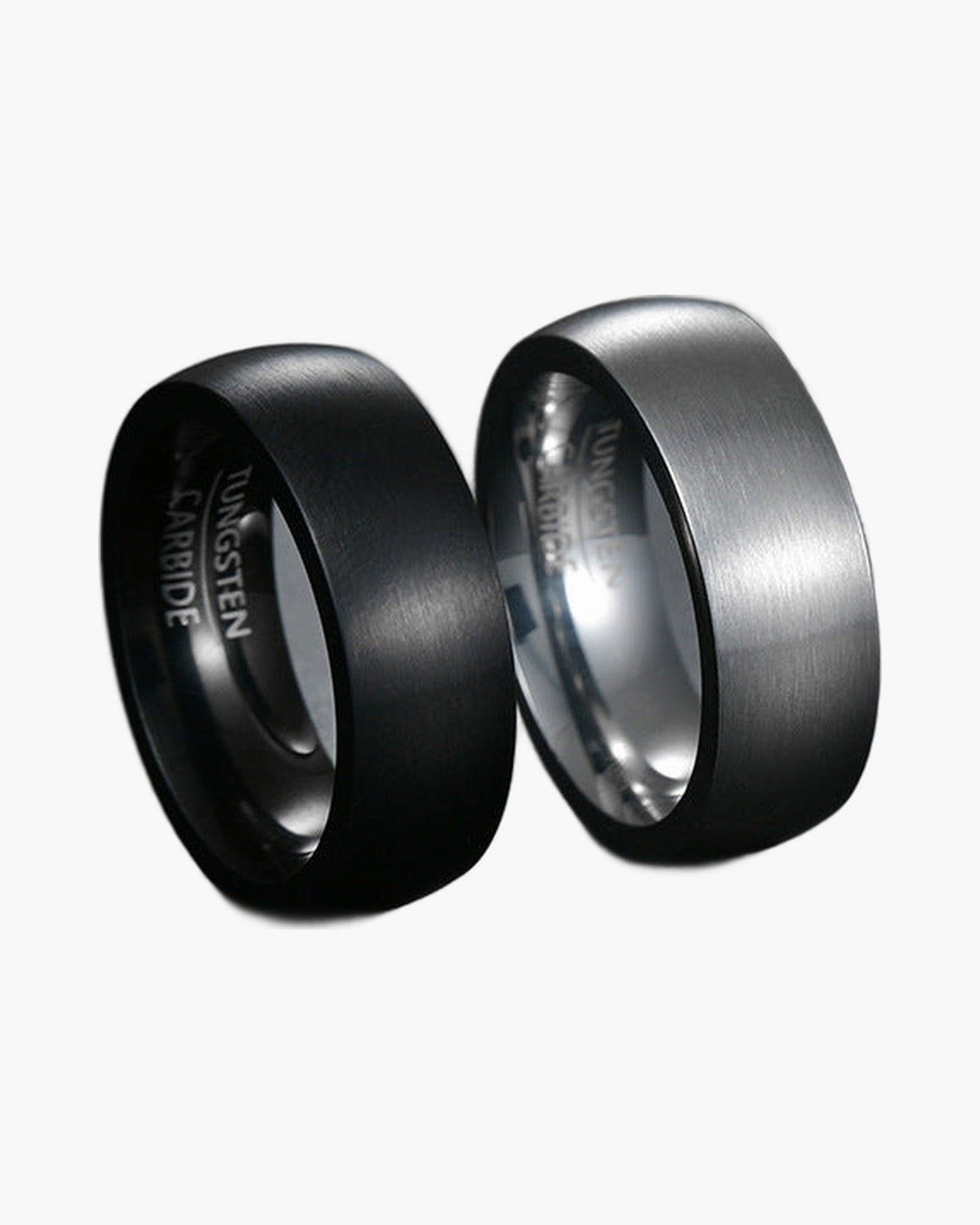 Brushed Matte Tungsten Carbide Ring black and silver
