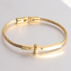 Stainless Steel Cable Bar Bracelet silver finish view 2