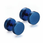 Barbell Stud Earrings in silver finish view 2