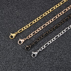The Flat Gold-Tone Figaro Chain in Stainless Steel, view 3