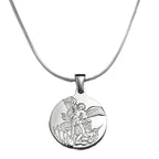 Archangel Michael Snake Chain Necklace silver finish