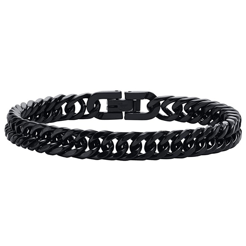 8mm Titanium Steel Curb Link Bracelet black finish view 6