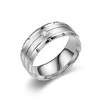 Stainless Steel Inlay CZ Ring with black and silver finish view 2