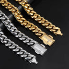 The Zircon Clasp Cuban Chain in Stainless Steel, view 3